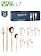 24PCS Stainless Steel Cutlery Set Silverware Set Service 6 With Steak Knife Mirror Polished Tableware Set Silverware Rose Gold