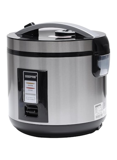 Geepas 1.8L Stainless Steel automatic Rice Cooker- GRC4330  762W, Non-Stick Inner Pot, Stainless Steel BodyMake Rice and Steam Healthy Vegetables   2-Year Warranty