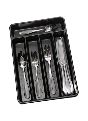 Madesmart Silverware Tray-Carbon Collection Soft-Grip Lining &amp; Non-Slip Rubber Base &amp; Bpa-Free, Mini