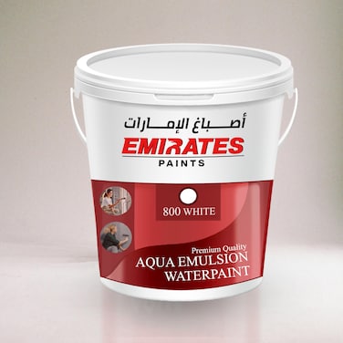 Emirates Premium 800 White Aqua Emulsion Wall Paint 3.6 Litre - Smooth &amp; Flat Finish for Interior Walls