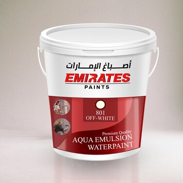 Emirates Premium Off White 801 Aqua Emulsion Wall Paint 3.6 Litre - Smooth &amp; Flat Finish for Interior Walls