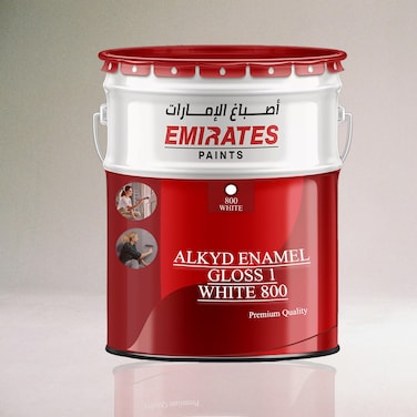Enamel Gloss 3.6 Litre Oil Based Paint White 800 Alkyd High-Gloss, Fast-Drying for DIY Furniture, Artistic &amp; Wall Projects