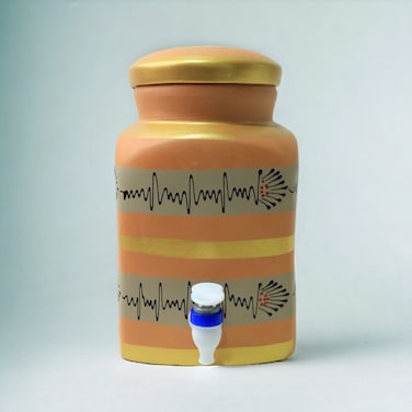 ARK Naturals Terrapura Pure Clay Hand Painted Water Matka 4 Liters. Organic and Healthy. Ideal for Daily Use