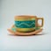 ARK Naturals Terrapura Pure Clay Handmade Hand Painted Cup and Saucer Set of 6. 120 ml Each x 6 Pieces