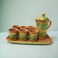 ARK Naturals Terrapura Pure Clay Handmade Hand Painted Organic Pitcher set with 6 Glass Tumblers and a Tray. Glass 260 ml x 6, Pitcher 900 ml