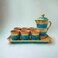 ARK Naturals Terrapura Pure Clay Handmade Hand Painted Organic Pitcher set with 6 Glass Tumblers and a Tray. Glass 260 ml x 6, Pitcher 900 ml