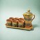 ARK Naturals Terrapura Pure Clay Handmade Hand Painted Organic Pitcher set with 6 Glass Tumblers and a Tray. Glass 260 ml x 6, Pitcher 900 ml