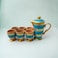ARK Naturals Terrapura Pure Clay Handmade Hand Painted Organic Clay Pitcher with 6 Goblet Glasses. Glass 200 ml x 6, Pitcher 900 ml