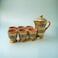 ARK Naturals Terrapura Pure Clay Handmade Hand Painted Organic Clay Pitcher with 6 Goblet Glasses. Glass 200 ml x 6, Pitcher 900 ml