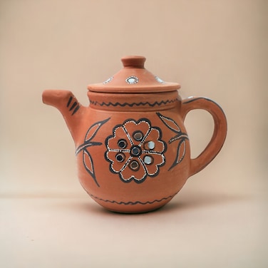 ARK Naturals DhaaroVibes Handmade Hand Painted Organic Clay Teapot 700 ml
