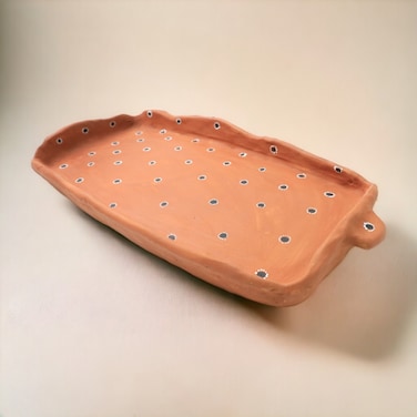 ARK Naturals DhaaroVibes Handmade Hand Painted Clay Tray 37 x 18 cm. Organic
