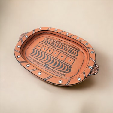 ARK Naturals DhaaroVibes Handmade Hand Painted Serenity Clay ServingTray 33 x 22 cm. Organicfir gift
