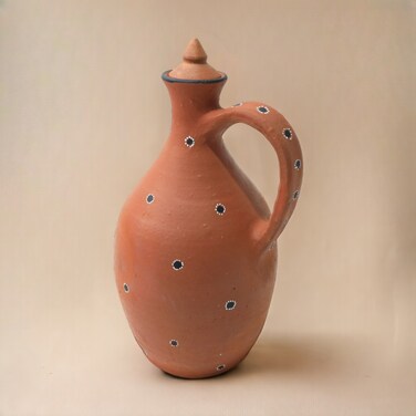 ARK Naturals DhaaroVibes Handmade Hand Painted Natural Clay Elegance Water Jug 1500 ml. Organic