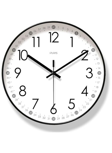 U-HOOME Wall Clock,Black Wall Clock Silent Non Ticking 12 Inch,Modern Wall Clocks Battery Operated, Round Easy to Read clock for Bedroom, Living Room, Office, Home, Kitchen, Bathroom
