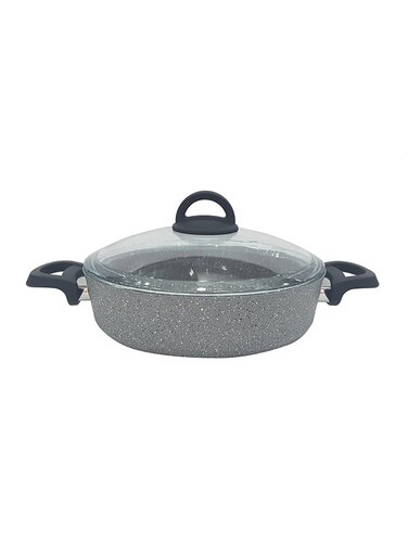 Granite Low Casserole Grey 28cm