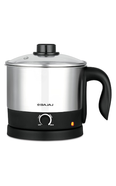 BAJAJ KTS 1.0 Litre Multicook Electric Kettle   1200W   Stainless Steel Body   Auto Shut-Off   Multipurpose for Boiling Water, Milk, Eggs, Noodles, and More