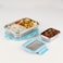 BOROSIL RECTANGULAR TIFFIN WITH BLUE STEEL LID - 800ML + 200ML