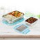 BOROSIL RECTANGULAR TIFFIN WITH BLUE STEEL LID - 800ML + 200ML