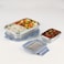 BOROSIL RECTANGULAR TIFFIN WITH GREY STEEL LID - 800ML + 200ML