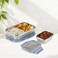 BOROSIL RECTANGULAR TIFFIN WITH GREY STEEL LID - 800ML + 200ML