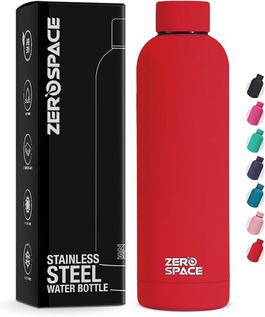 ZeroSpace Stainless Steel Water Bottle, 750ml Insulated Water Bottle for Kids School, Double Wall Water Thermos Flask for Hot &amp; Cold Drinks, Sports Hot Water Bottle (Red)