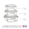 Borosil 3-Piece Square Glass Food Storage Set Assorted Airtight Lids - (320ml, 520ml, 800ml), 12DSPL13 - ASSORTED