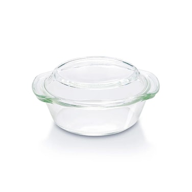 Borosil ROUND CASSEROLE WITH LID 1.0 LTR   Borosilicate Oven Proof, Casserole Pan, Serving Bowl, Heat-Resistant Kitchen Cookware &amp; Family-Size Baking Dish, BGFGBCAS0003