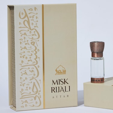 Dukhni Misk Rijali Attar , Soft Silky White Musk , Authentic Arabic Fragrance Oil , 100% Pure, Alcohol-Free, Halal , 1 bottle x 6ml