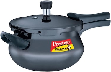 Prestige Deluxe Plus Aluminium Hard Anodised Handi Pressure Cooker 3L, Aluminium Pressure Cooker, Silver - Mpd20142