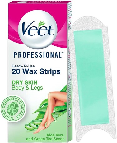 Veet Full Body Waxing Kit for Dry Skin, 20 Strips