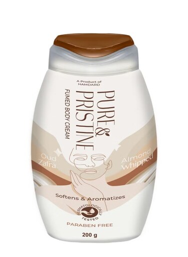 PURE &amp; PRISTINE Fumed Body Cream Oud Zafra 200g &ndash; Almond Whip, Silky Soft Nourishing Care