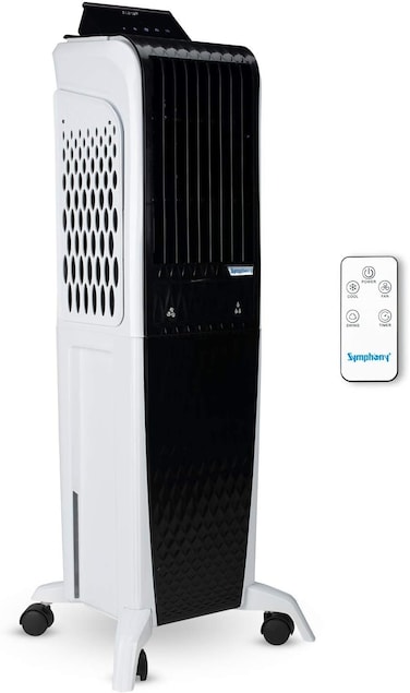 Symphony Diet 3D 40i Portable Tower Air Cooler For Home with 3-Side Honeycomb Pads, Pop-Up Touchscreen, i-Pure Technology and Low Power Consumption, 40L, Grey