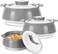 MILTON 3-Piece Casserole Set (850ml, 1.35L, 1.85L) Double-Walled Hotpot with PU Insulation &amp; Stainless Steel Inner, Keeps Food Hot/Cold, Perfect for Serving Chapati, Roti &amp; Mandi - Venice Reg - Grey