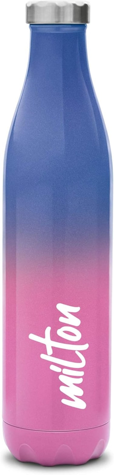 MILTON 1023ml Vacuum Insulated Water Bottle, Keeps Drinks Hot and Cold for 24 Hours, 18/8 Stainless Steel, Double-Walled Thermos Flask with Inner Copper Coating for Sports, Gym, Prudent - Pink, Blue