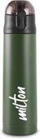 MILTON 750ml Vacuum Insulated Water Bottle with One Touch Safety Lock, Stainless Steel, Keeps Drinks Hot and Cold for 24 Hours, Double-Walled Thermos Flask with Inner Copper Coating - Crown - Green