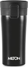 Milton 300ml Vacuum Insulated Travel Coffee Mug With Strainer &amp; Lid, Keeps Drinks Hot &amp; Cold, 18/8 Stainless Steel Tumbler, Double-Walled Thermos Flask With Inner Copper Coating For Cappuccino - Black