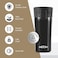 Milton 300ml Vacuum Insulated Travel Coffee Mug With Strainer &amp; Lid, Keeps Drinks Hot &amp; Cold, 18/8 Stainless Steel Tumbler, Double-Walled Thermos Flask With Inner Copper Coating For Cappuccino - Black