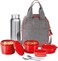 MILTON 8-Piece Lunch Box Set with Insulated Bag &amp; Cutlery - Includes 3 Microwave Safe Inner Steel Food Containers (180ml, 320ml, 450ml), 100ml Plastic Box, 750ml Bottle, Office Tiffin- Savor - Red