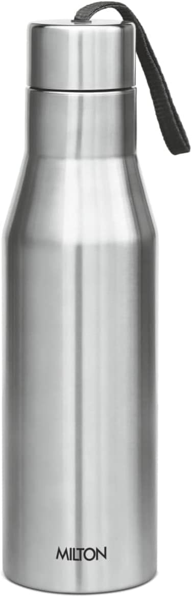 Milton 1000ml Stainless Steel Water Bottle, Single-Walled, BPA-Free, Leak-Proof, Rust-Free,Easy to Carry, Easy-Grip Fridge &amp; Gym Bottle For Men, Kids, School &amp; Travel - Super - Silver
