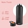 MILTON 1180ml Vacuum Insulated Water Bottle with 4 Lids, Keeps Drinks 12 Hrs Hot &amp; 24 Hrs Cold, 18/8 Stainless Steel, Double-Walled Flask with Inner Copper Coating for Sports, Gym - Flassio - Black