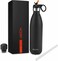 MILTON 750ml Vacuum Insulated Water Bottle with Straw Lid - 2 lids included, Keeps Drinks Hot &amp; Cold, 18/8 Stainless Steel, Double-Walled Flask with Inner Copper Coating - Sports, Gym - Larvik - Black