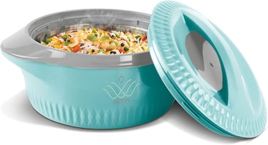 MILTON 2050ml Casserole with Lid, Double-Walled Insulated Stainless Steel Hotpot, Keeps Food Hot/Cold for Hours, Perfect for Serving Chapati, Roti, Biryani and More - Royal - Blue