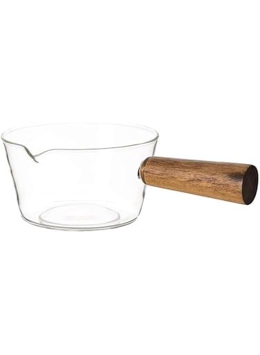 BESTonZON Glass Saucepan Stovetop Pot Cooking Transparent Saucepan With Handle Borosilicate Glass Non Stick Milk Butter Warmer Pot Minutes Noodles Bowl