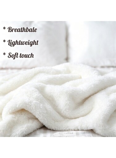 Plush Throw Blanket 30"x20" &acirc;&euro;&ldquo; Small Decorative Couch Blanket for Sofa, Chair, Lap, Pet or Travel, Super Cozy Microfiber, Lightweight &amp; Portable, Machine Washable, white