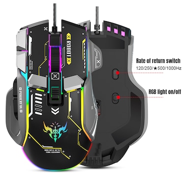 INTEX Gaming EVOPULSE GM606 Wired Mouse 12800 DPI RGB Lighting 10 Programmable Keys Ergonomic USB Gaming Mouse with 1.65m Braided Cable 1000Hz Polling Rate A826 Sensor Indian Brand for PC Laptop