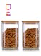 2-Piece Square Glass Storage Jar With Lid Clear/Brown 750ml