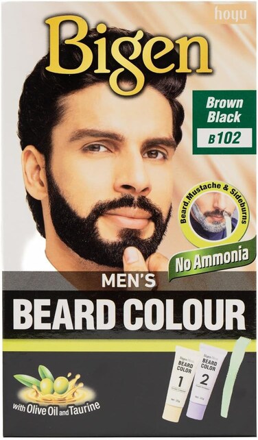 Bigen Men's Beard Colour   No Ammonia Formula with Aloe Extract &amp; Olive Oil - B102 Brown Black