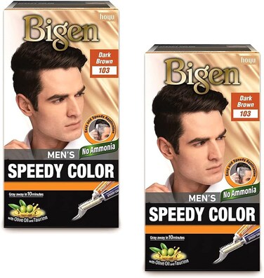 Bigen Men's Speedy 103 Dark Brown Hair Colour   2-Pack   Long-Lasting, Quick Application, No Ammonia Formula