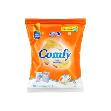 Feah Comfy Detergent Powder 400gm   Deep Cleansing Action for Everyday Laundry   Tough on Stains Gentle on Fabrics   Long-Lasting Freshness   Ideal for Hand Wash and Machine Wash   Suitable