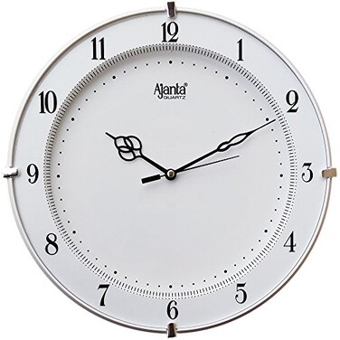 Ajanta 11 Inches Wall Clock for Home/Offces/Bedroom/Living Room/Kitchen (Step Movement, White)